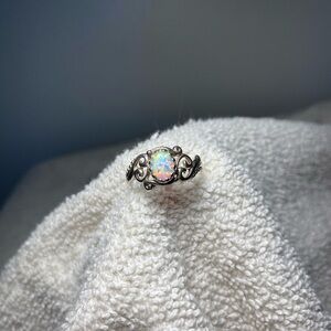 Authentic sterling silver and genuine opal ring, size 8